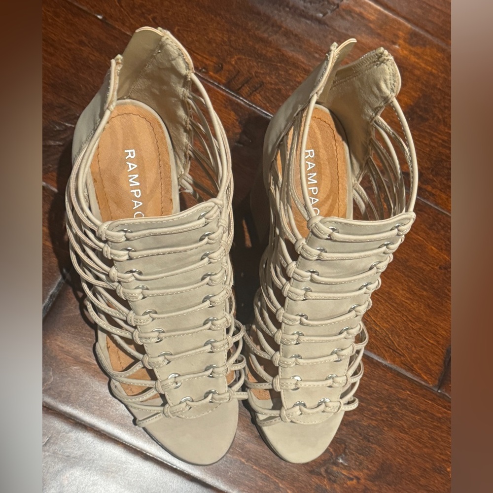 Rampage Women's Tan Strappy Heels